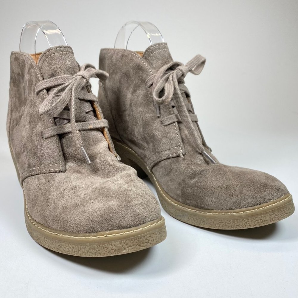 Boot Booties Ankle Lace Up Women's SZ 8.5 Chunky Heel 2" Tan Target Textile Uppe